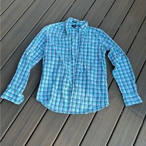 J. Crew Teal and White Plaid Men's Shirt